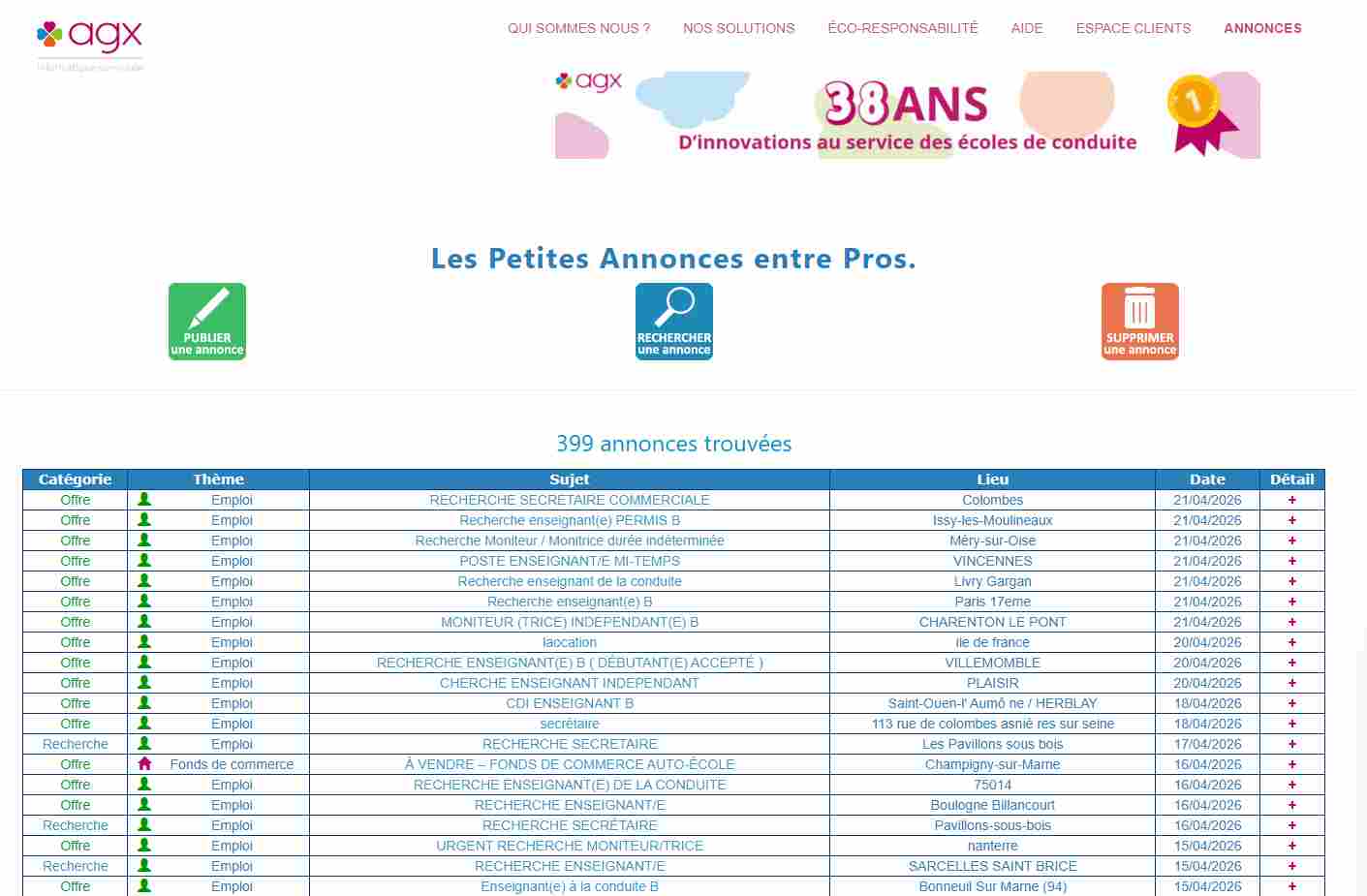 Agx annonce